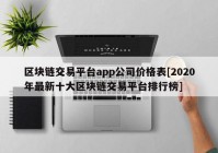 区块链交易平台app公司价格表[2020年最新十大区块链交易平台排行榜]